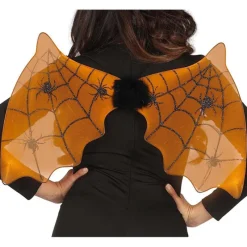 Alas de Murciélago Naranja con Arañas de 60X35 cm Complementos Para Disfraces|Accesorios Halloween Y Terror