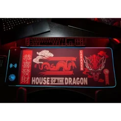 New Alfombrilla de Ratón Casa del Dragón con Cargador Móvil LED Juego De Tronos Y La Casa Del Dragón