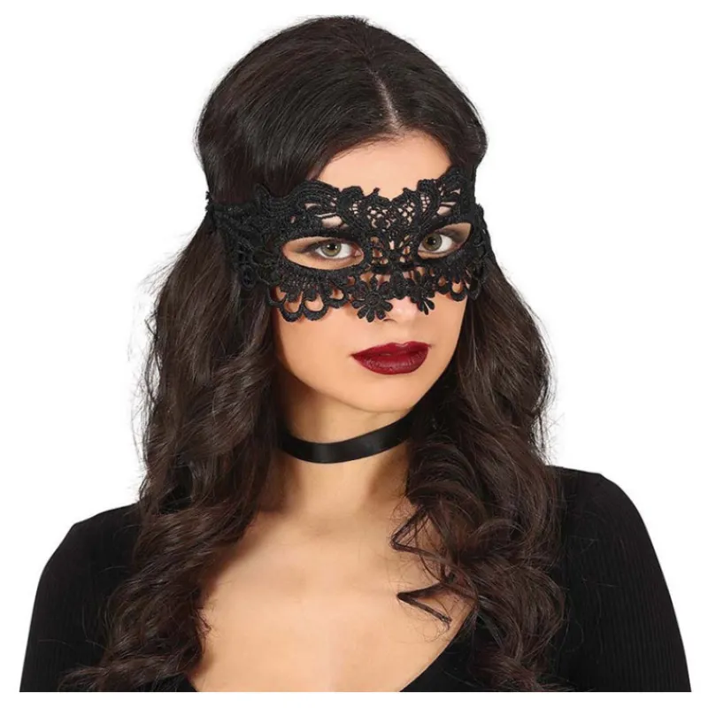 Disfrazzes Antifaces Y Gafas Para Disfraces|Accesorios Halloween Y Terror ^Antifaz Bordado Negro Floreado