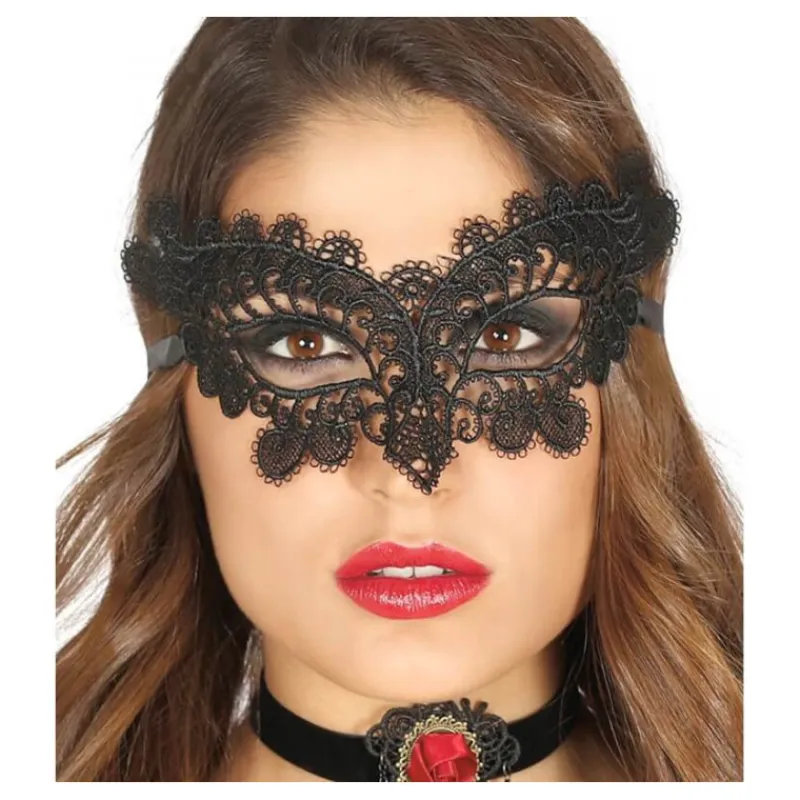 Disfrazzes Antifaces Y Gafas Para Disfraces|Accesorios Halloween Y Terror ^Antifaz con Bordado Negro
