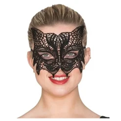 Disfrazzes Antifaces Y Gafas Para Disfraces|Accesorios Halloween Y Terror ^Antifaz de Encaje Negro de Gato