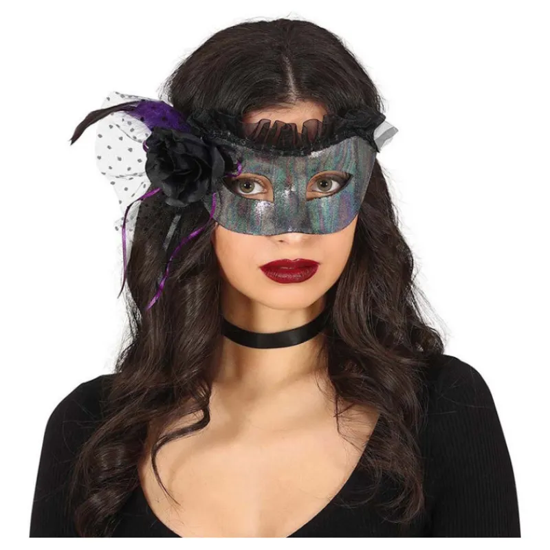 Disfrazzes Antifaces Y Gafas Para Disfraces|Accesorios Halloween Y Terror ^Antifaz Plata con Velo