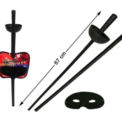 Disfrazzes Armas, Espadas Y Escudos Disfraces^Antifaz y Florete con Funda Negro 67 cm