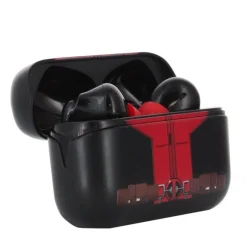 Exquisite Gaming Superhéroes Marvel|Complementos Marvel^Auriculares Inalámbricos Deadpool TWS y Mini-Soporte