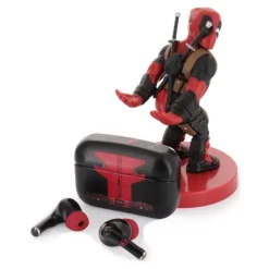 Exquisite Gaming Superhéroes Marvel|Complementos Marvel^Auriculares Inalámbricos Deadpool TWS y Mini-Soporte
