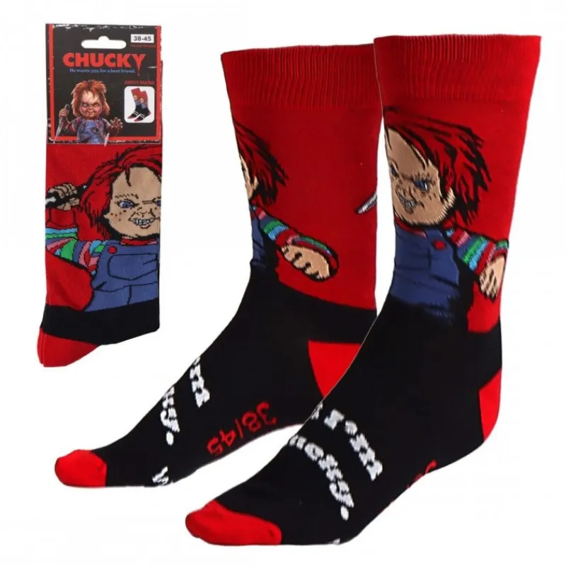 Cerdá Adult Chucky Muñeco Diabólico|Coleccionismo De Miedo Y Terror^Calcetines Chucky Rojo Oscuro Talla Única 38/45
