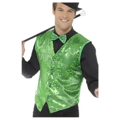 Disfrazzes Prendas Accesorias Para Disfraces^Chaleco Verde con Lentejuelas para hombre