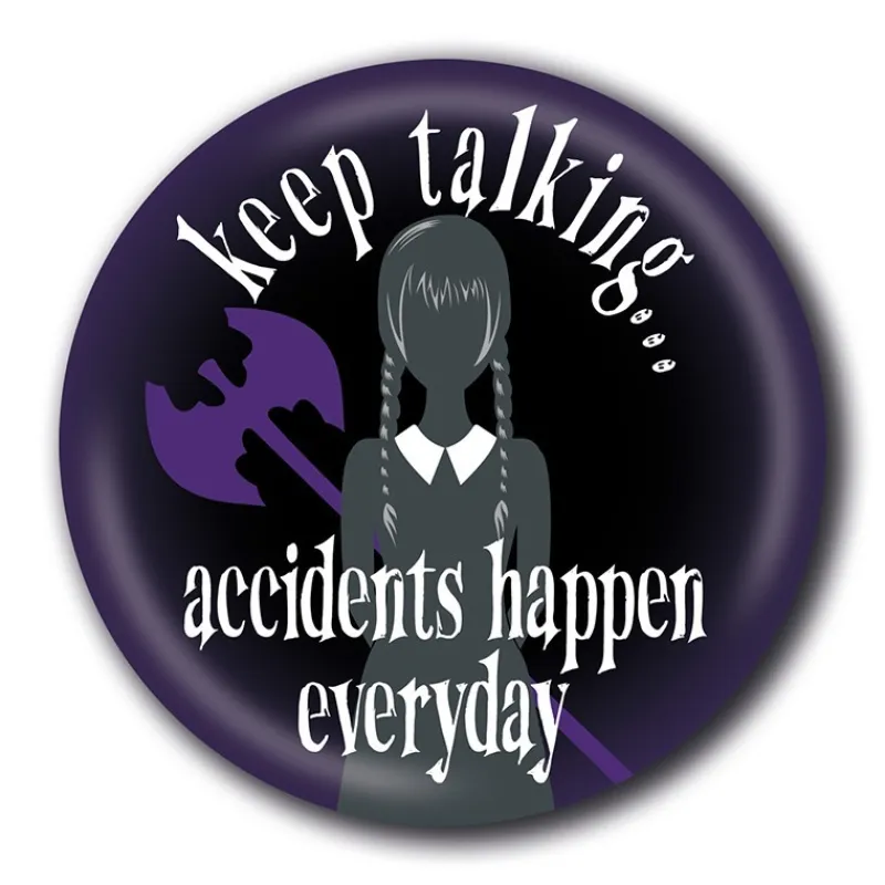 Clearance Chapa Wednesday Accidents Happen 25mm Oficial Miércoles Addams