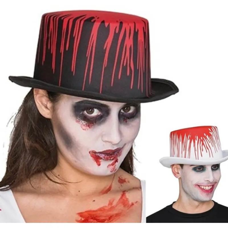 Disfrazzes Sombreros Y Cascos Para Disfraces |Accesorios Halloween Y Terror ^Chistera con sangre en varios colores