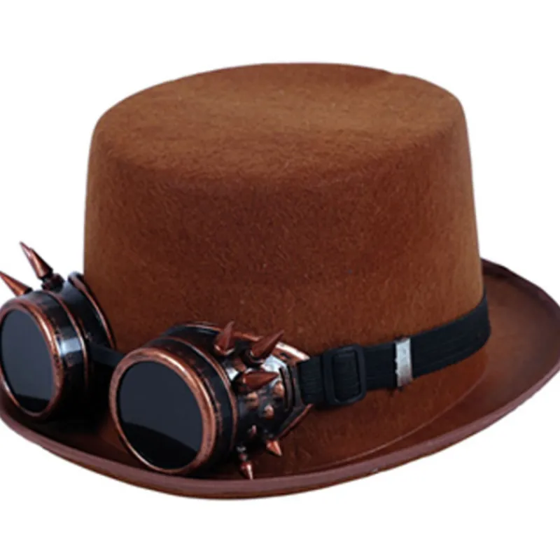 Disfrazzes Sombreros Y Cascos Para Disfraces |Accesorios Halloween Y Terror ^Chistera de Steampunk con gafas de púas