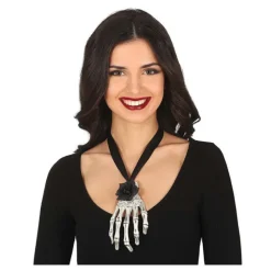 New Collar con Cinta y Mano Esqueleto Grande Complementos Para Disfraces|Accesorios Halloween Y Terror