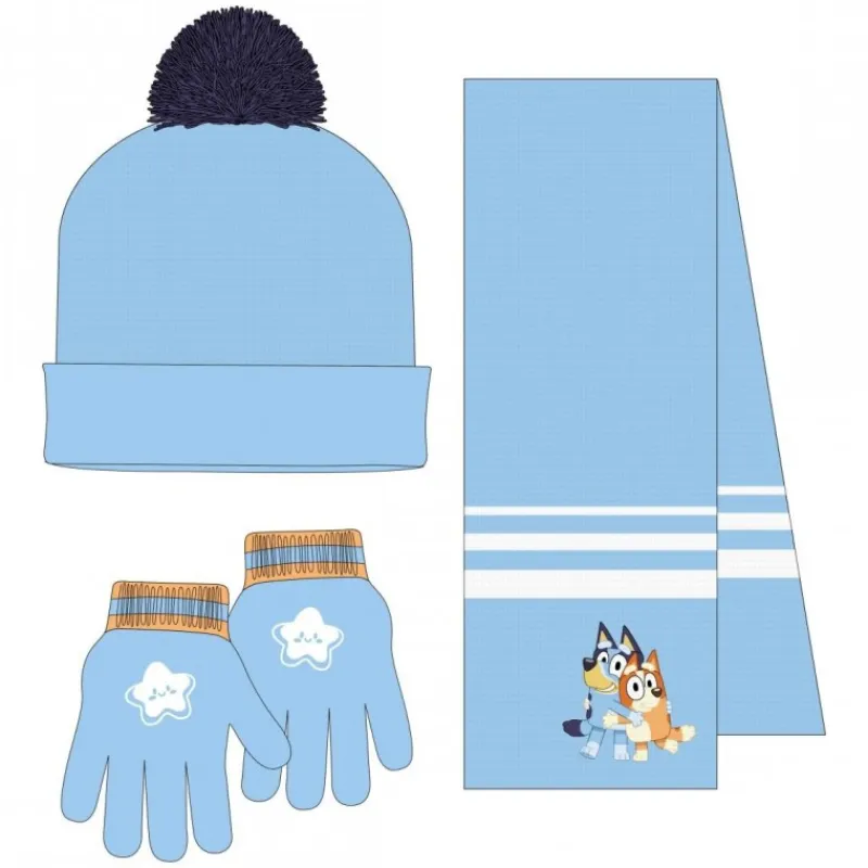 Niños Cerdá Kids Ropa Y Téxtil: Cosas Que Ponerse Para Niños |Bluey^Conjunto de 3 Piezas Bluey - Bufanda, Gorro y Guantes 100% Acrílico