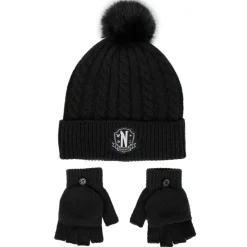 Niños Cerdá Kids Ropa Y Téxtil: Cosas Que Ponerse Para Niños ^Conjunto de Invierno Wednesday: Gorro y Guantes