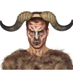 Online Cuernos de Búfalo Marón y Negro Pelucas, Barbas Y Bigotes Disfraces|Accesorios Halloween Y Terror