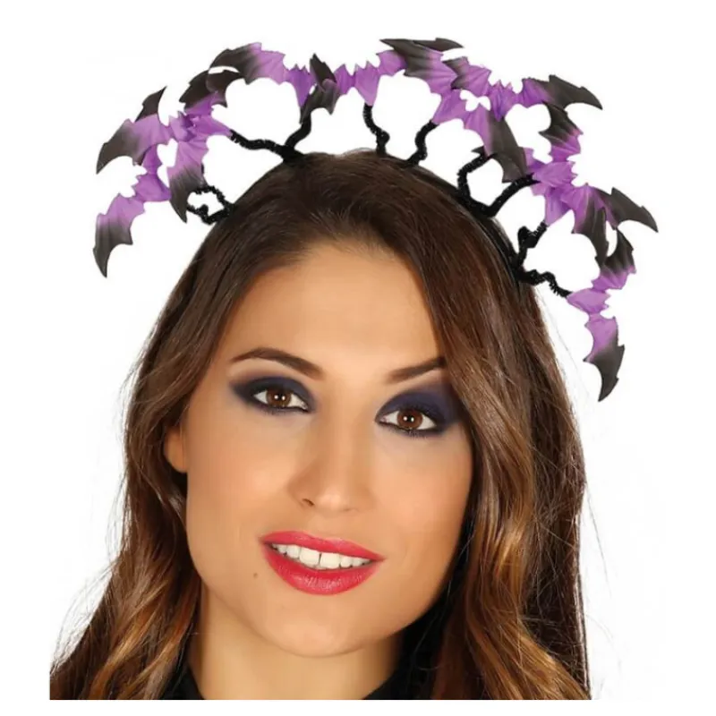 Sale Diadema con Murciélagos Lilas y Negros Diademas, Tiaras Y Coronas Disfraces |Accesorios Halloween Y Terror