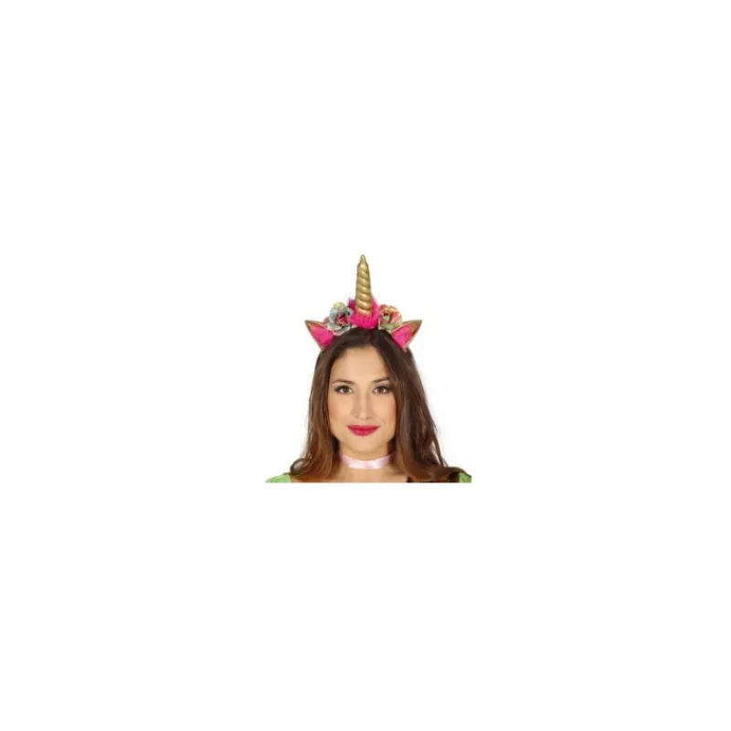 Hot Diadema Deluxe de Unicornio con cuerno dorado Mujer Diademas, Tiaras Y Coronas Disfraces |Disfraces Mujer