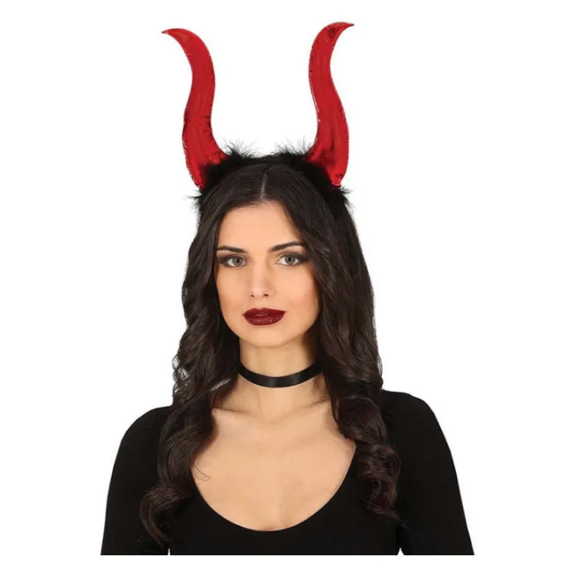 Disfrazzes Diademas, Tiaras Y Coronas Disfraces |Accesorios Halloween Y Terror ^Diadema Demonio Roja con Cuernos Altos