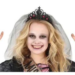 Disfrazzes Diademas, Tiaras Y Coronas Disfraces |Accesorios Halloween Y Terror ^Diadema Negra de Princesa Fantasma con Velo