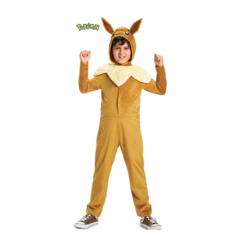 Hot Disfraz Clásico de Eevee Pokémon con Capucha para Niños Disfraces Infantiles|Disfraces Videojuegos