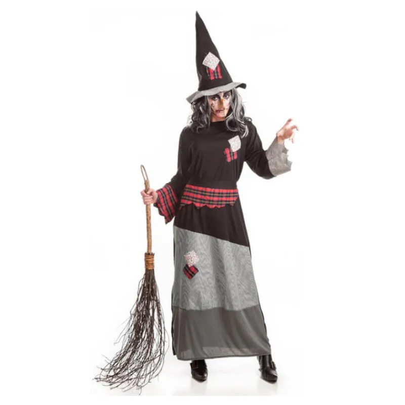 New Disfraz de Bruja con parches para mujer Mujer Disfraces Mujer|Disfraces Halloween Mujer