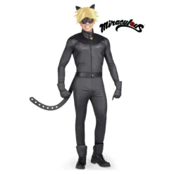 Hombre Disfrazzes Disfraces Hombre^Disfraz de Cat Noir de Miraculous Ladybug con peluca para hombre