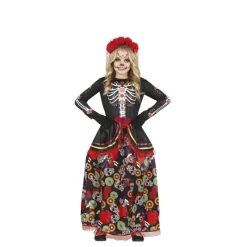 Disfrazzes Disfraces Infantiles|Disfraces Halloween Niña^Disfraz de Catrina con falda larga estampada para niña