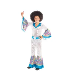Disfrazzes Disfraces Infantiles^Disfraz de Disco Boy Plateado y Azul para niño