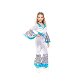 Online Disfraz de Disco Girl Plateado y Azul para niña Disfraces Infantiles