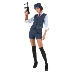 Mujer Disfrazzes Disfraces Mujer|Disfraces Series^Disfraz de Gánster Inglesa a Cuadros Azules para Mujer