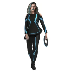 Mujer Disfrazzes Disfraces Mujer|Disfraces Cine^Disfraz de Jugadora de Videojuegos Negro y Azul para Mujer