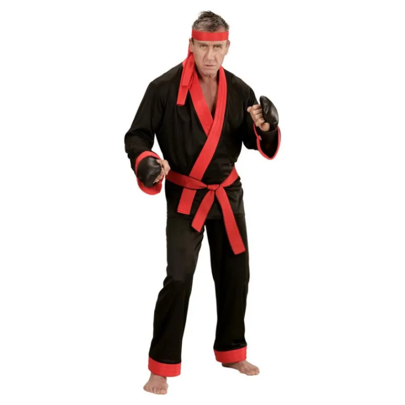 Hombre Disfrazzes Disfraces Hombre|Disfraces Cine^Disfraz de Luchador marcial negro y rojo para hombre