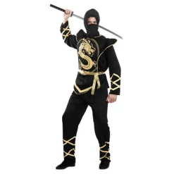 Hombre Disfrazzes Disfraces Hombre^Disfraz de Ninja Negro y Dorado para hombre