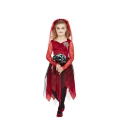 Disfrazzes Disfraces Infantiles|Disfraces Halloween Niña^Disfraz de Novia Zombie rojo para niña