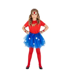 Hot Disfraz de Súper Heroína Roja y Azul para Niña Disfraces Infantiles|Disfraces Dc