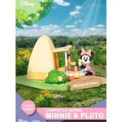 Beast Kingdom Películas Y Personajes De Disney ·Mickey & Minnie|Figuras Disney De Colección ^Disney Diorama PVC D-Stage Campsite Series Mini & Pluto 10 cm