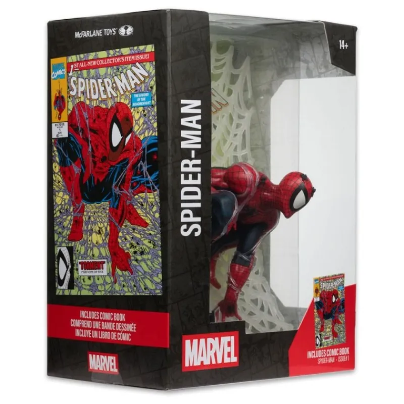 McFarlane Toys Superhéroes Marvel|Funko Marvel^Estatua Marvel Spider-Man PVC 1/6 con Diorama y Cómic 28 cm