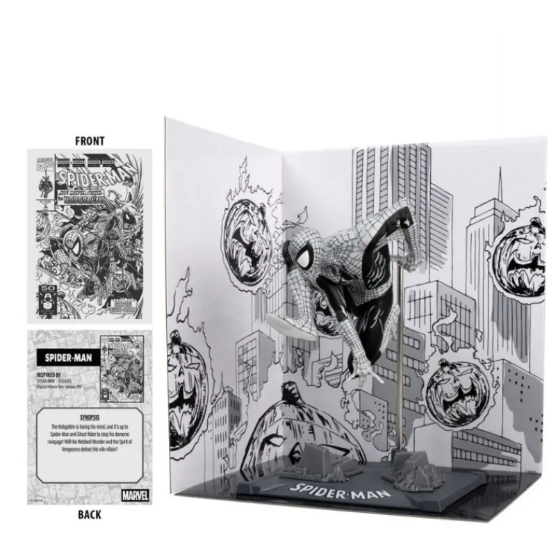 McFarlane Toys Superhéroes Marvel|Coleccionismo Marvel^Estatua PVC 1/10 Spider-Man Line Art Gold Label 10 cm