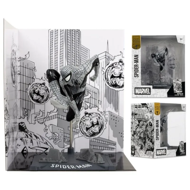 McFarlane Toys Superhéroes Marvel|Coleccionismo Marvel^Estatua PVC 1/10 Spider-Man Line Art Gold Label 10 cm
