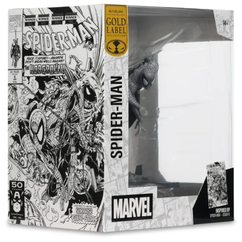 McFarlane Toys Superhéroes Marvel|Coleccionismo Marvel^Estatua PVC 1/10 Spider-Man Line Art Gold Label 10 cm