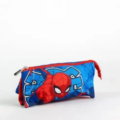 Outlet Estuche Portatodo 3 Compartimentos Spiderman Azul 100% Poliéster Niños Marvel Y Dc Para Niños|Para El Cole
