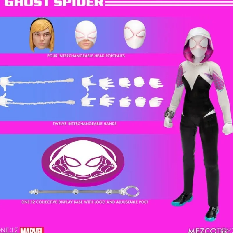 Mezco Toys Superhéroes Marvel|Coleccionismo Marvel^Figura articulada Ghost-Spider 1/12 Marvel 16 cm
