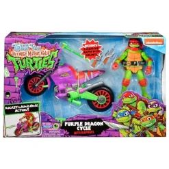 Playmates Las Tortugas Ninja^Figura con vehículo Raphael & Purple Dragon 12 cm TMNT