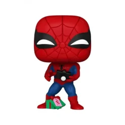 Hot Figura POP! Spiderman Holiday con Regalo Abierto 9 cm Superhéroes Marvel|Funko Marvel