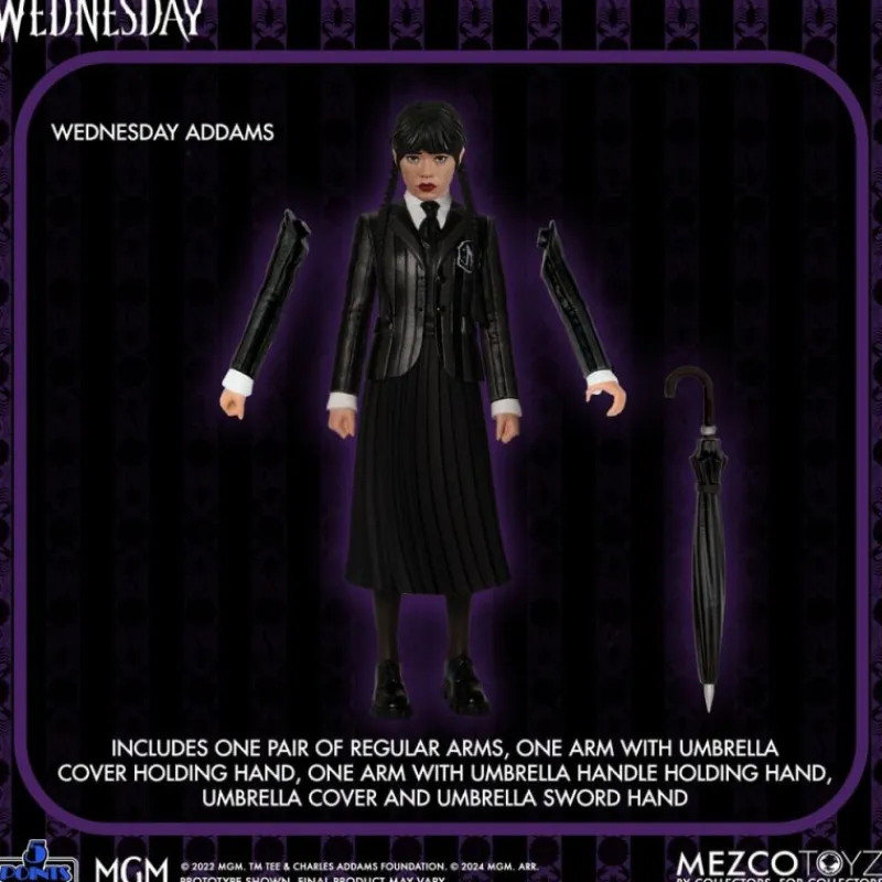Mezco Toys Miércoles Addams^Figuras Wednesday & Enid 5 Points Miércoles