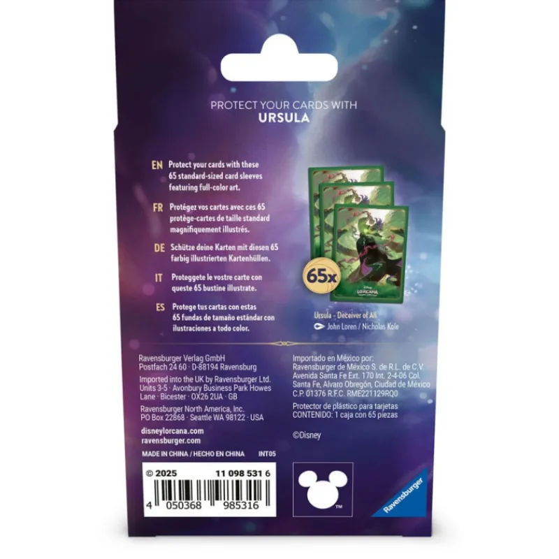 Ravensburger Más Regalos De Disney|Películas Y Personajes De Disney ·Villanas Disney^Fundas de cartas Ursula Disney Lorcana TCG