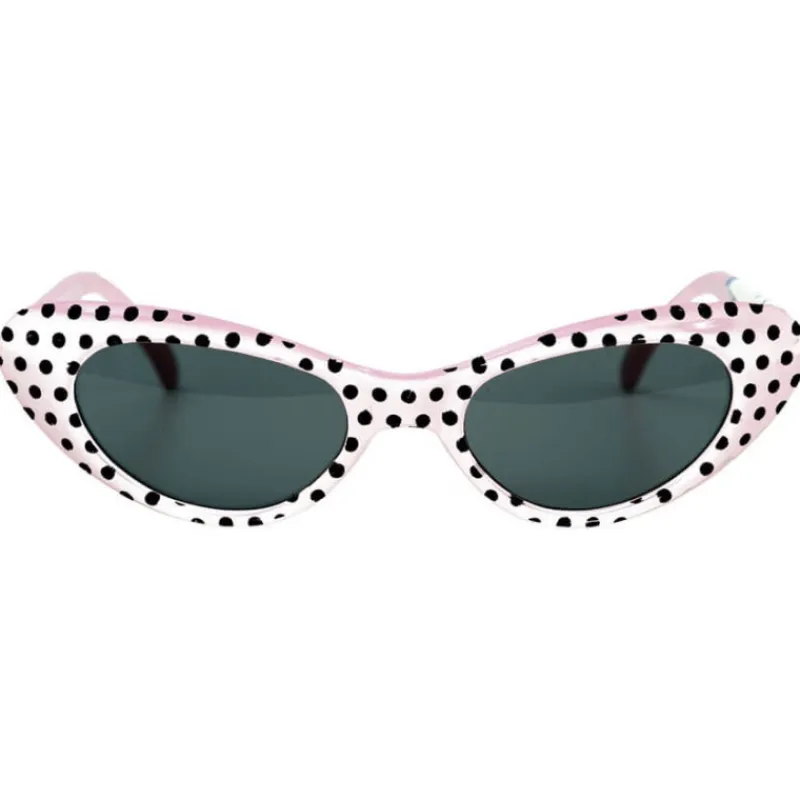 Clearance Gafas Chica de los Años 40 o 50 a lunares blancas Antifaces Y Gafas Para Disfraces