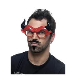 Hot Gafas de Diablo con Bigote, Mosca y Cuernos Antifaces Y Gafas Para Disfraces|Accesorios Halloween Y Terror