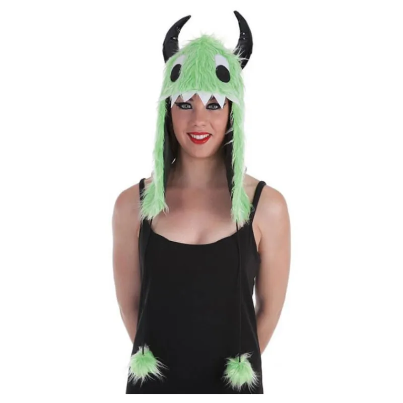 Disfrazzes Complementos Para Disfraces|Accesorios Halloween Y Terror ^Gorro de Monstruo Verde con Cuernos