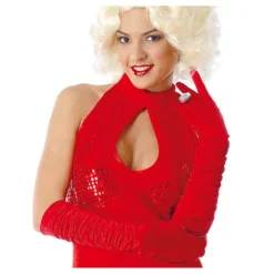 Discount Guantes arrugados rojos de 45 cm. Mujer Guantes Y Guateletes Para Disfraces|Disfraces Mujer