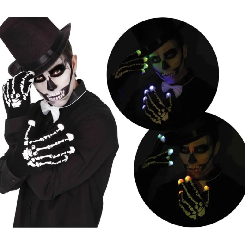 Hot Guantes Esqueleto con Luz Guantes Y Guateletes Para Disfraces|Accesorios Halloween Y Terror